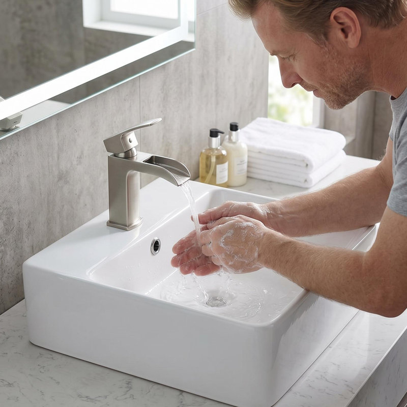 FXSGER Chrome Ceramic Sink, 40*42*15.5cm