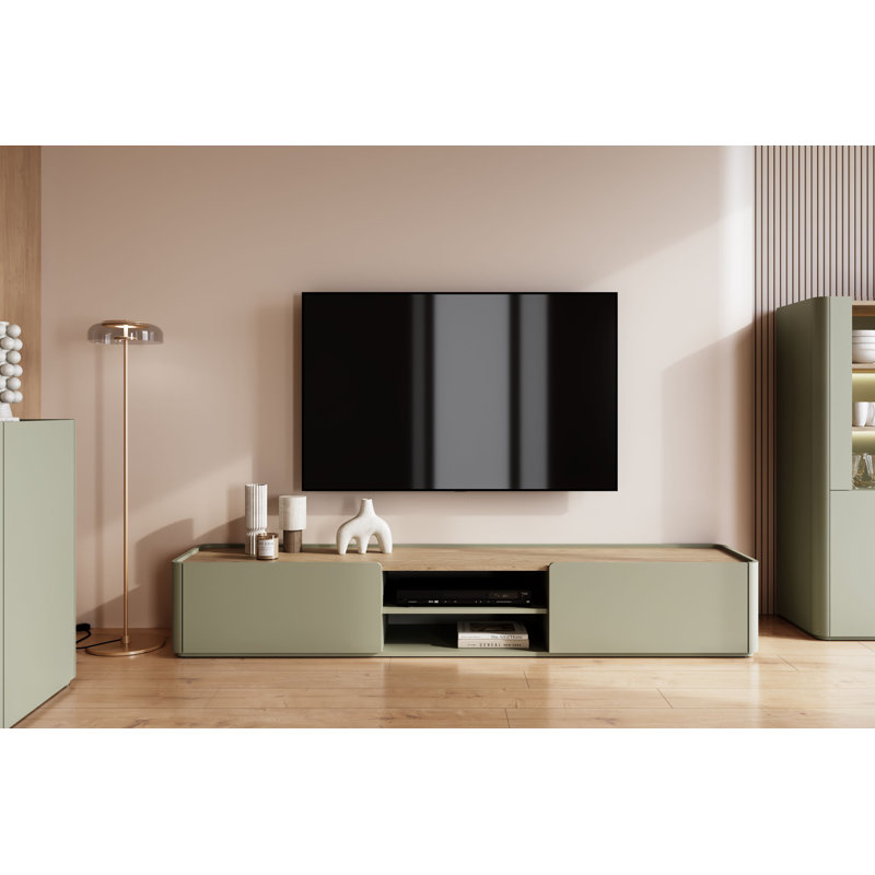 Blackett Unfinished TV Stand for TVs up to 77", 35.5 cm H x 220 cm L x 48 cm W, Green/Brown