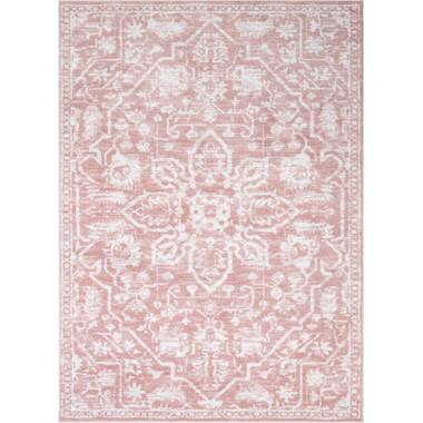 Brayden Studio Round Ashingt No Pattern And Not Solid Colour Machine Woven  Round 135cm Light Pink Area Rug