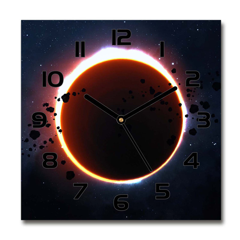 Henreitta Glass Wall Clock, Black/Dark Navy/Orange