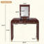 Bureau de coiffeuse classique en bois avec miroir rabattable, coiffeuse 3 en 1 avec 2 tiroirs et espace de rangement pour la chambre à coucher-229754553