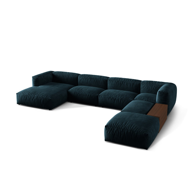 Bedar 5 Seater Velvet Corner Sofa , Deep Petrol, Left Hand Facing