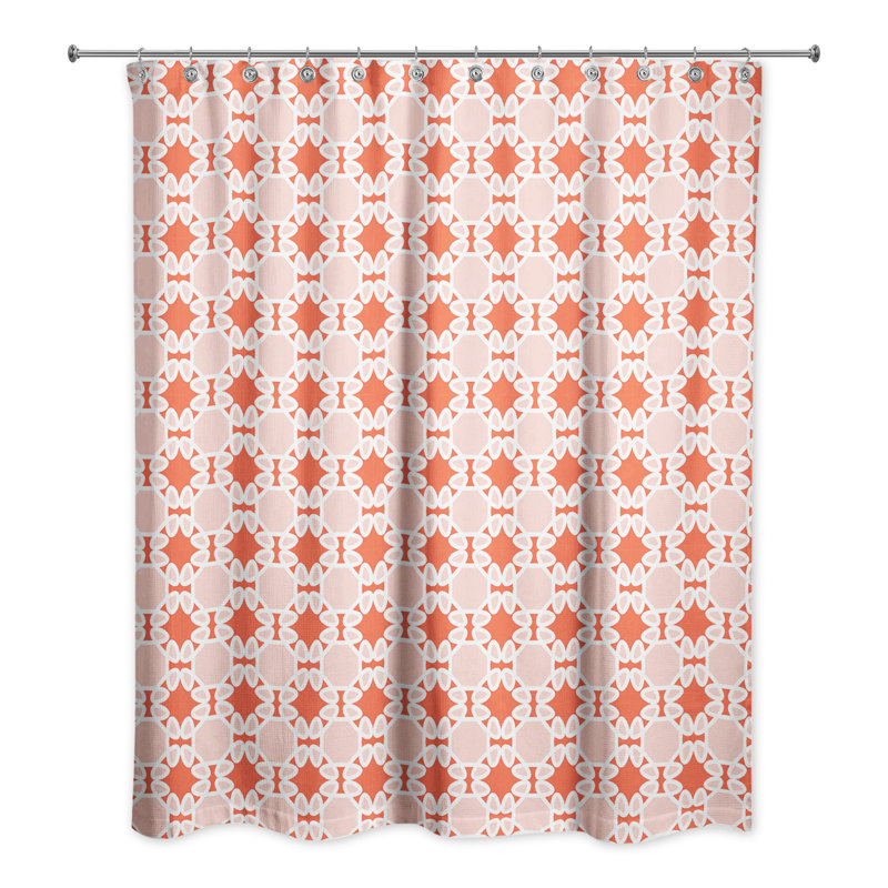 Rideau de douche Langridge, Orange / beige géométrique 3