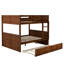 Lit double superposé au-dessus d'un lit gigogne simple en noyer - idéal pour les familles-391896618