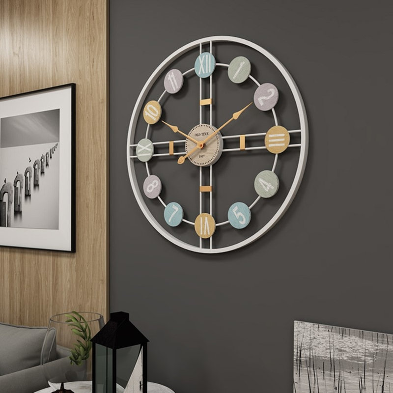 Dozier Metal Wall Clock, White/Gold