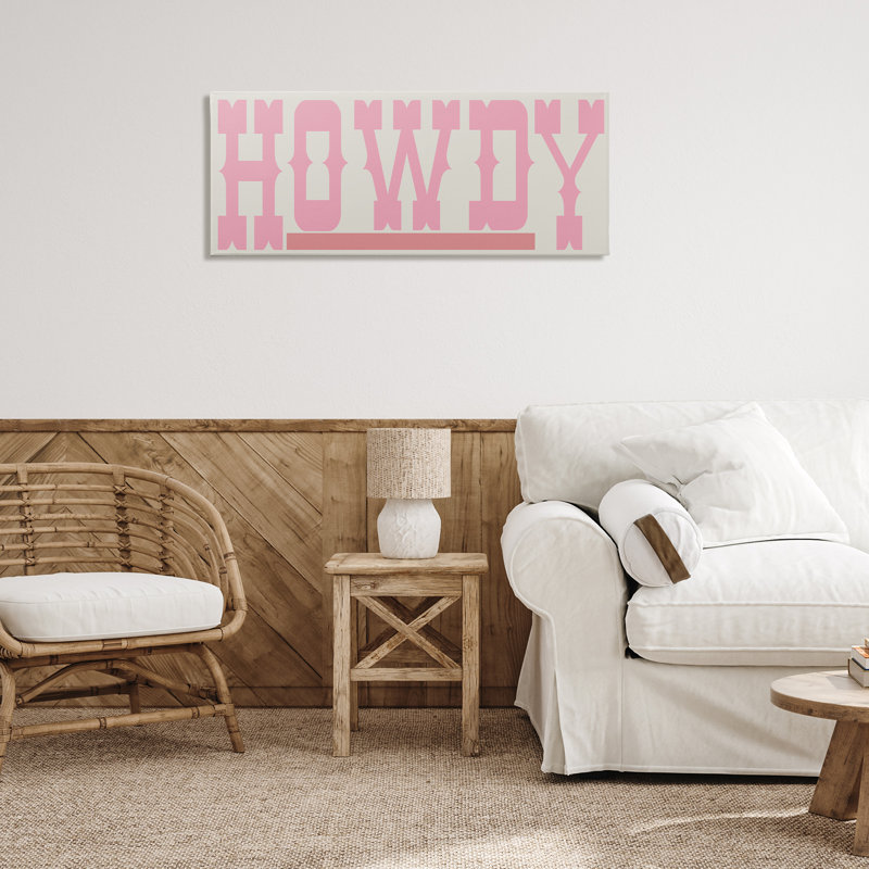 Howdy Pink Text Canvas Wall Art by Sd Graphics Studio, 17" H x 40" W