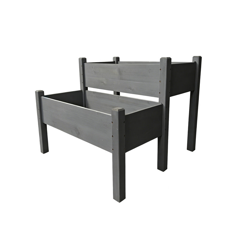 Wood Raised Garden Bed, Gray
