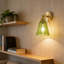 Ensemble de 2 appliques murales modernes réglables avec abat-jour en verre vert, luminaire de meuble-lavabo en laiton brossé pour miroir ou évier