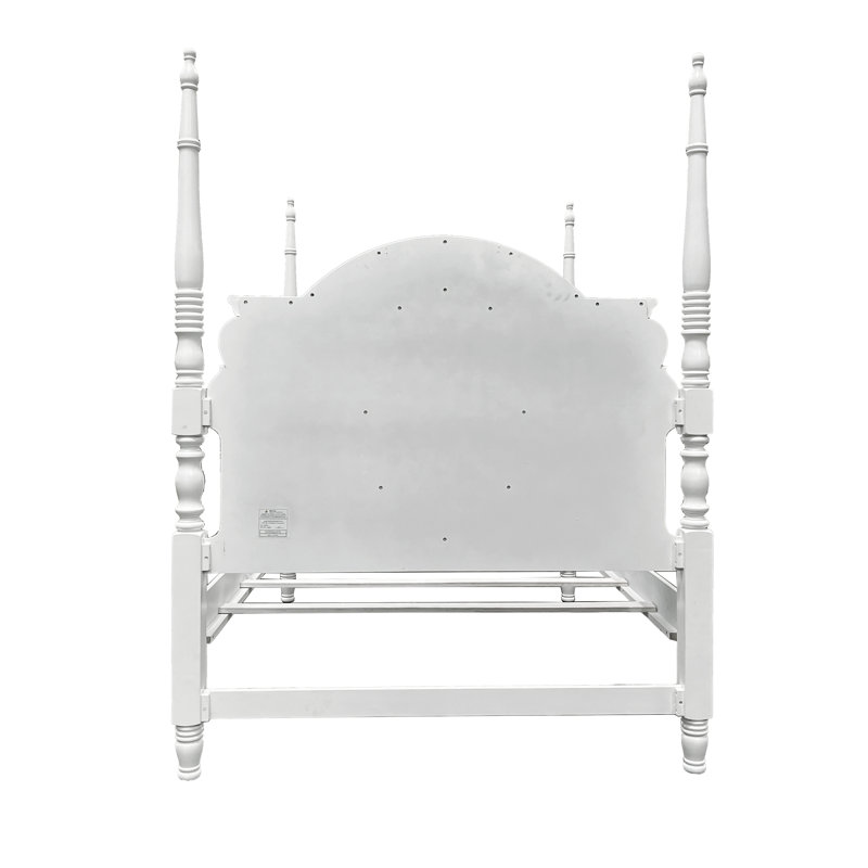 Sauval Transitional Arched Twin Bed with 4 Posters and 4 Slats in White