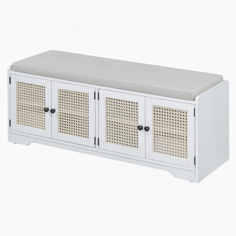 Banc de rangement Rustic, Beige / Blanc