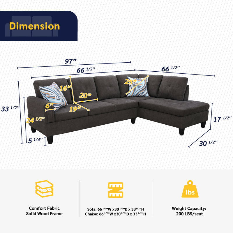 Almarie 97" 2 - Piece Upholstered Sectional, Right Hand Facing, Dark Brown