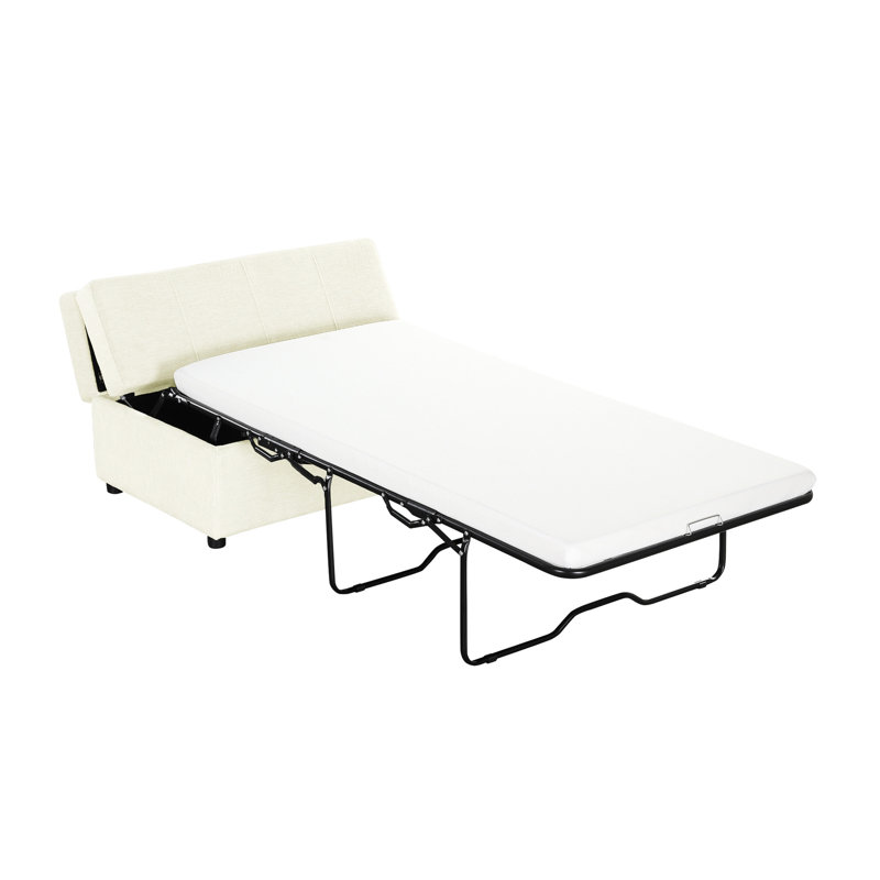 Lit convertible avec matelas moelleux, blanc pour espaces de vie, lit simple en mousse confortable