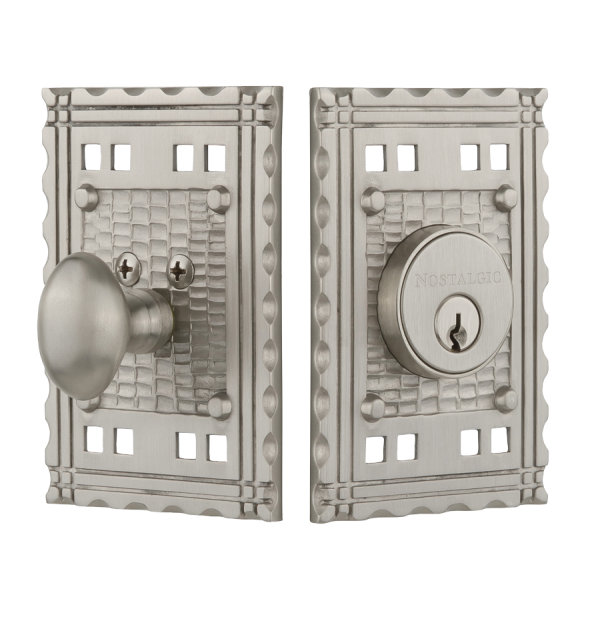 Nostalgic Warehouse Craftsman Plate Single Cylinder Deadbolt, Oil-Rubbed Bronze