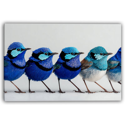 Blue Wren Parade-Wrapped Canvas Wall Art