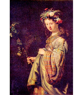 Reproduction d’art, "flore (portrait du saskia en tant que flore)" par rembrandt van rijn