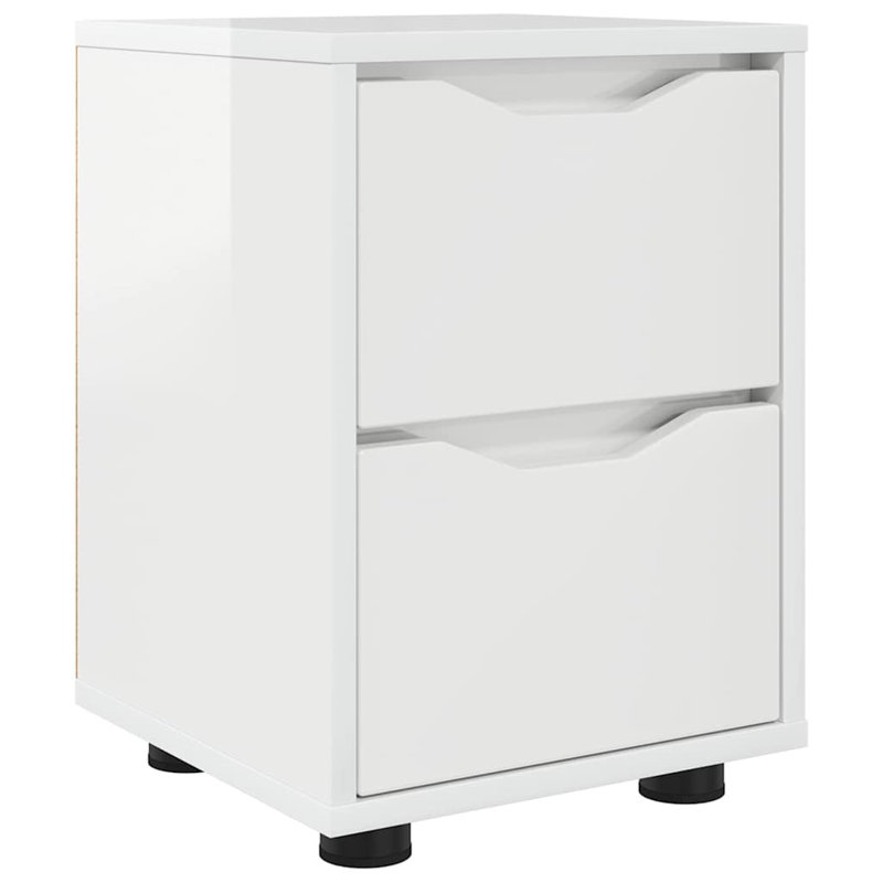 30.5cm W Manufactured Wood Bedside Table, High Gloss White