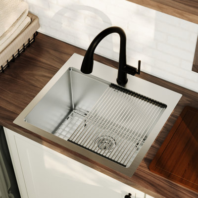 Elite Workstation 25'' L Drop-In Single Bowl Stainless Steel Kitchen Sink