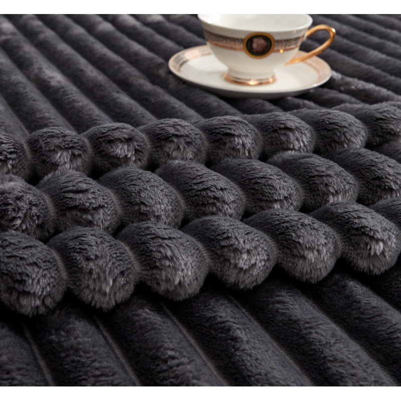 Machine Woven Throw Blanket, 240cm x 200cm, Charcoal