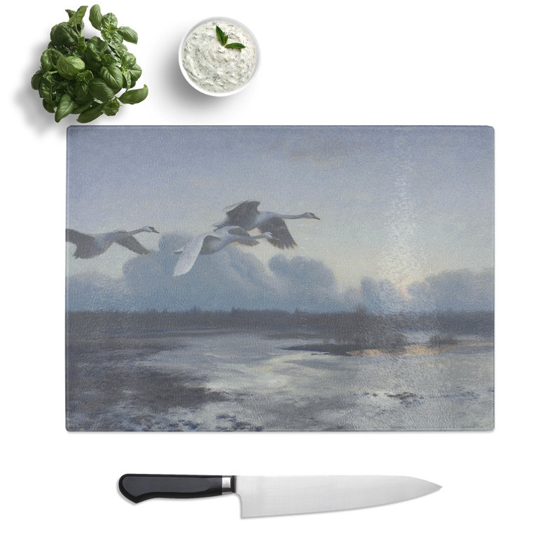 Swans in Flight Vol.1 by Bruno Liljefors Chopping Board, 28.5cm W x 39cm L
