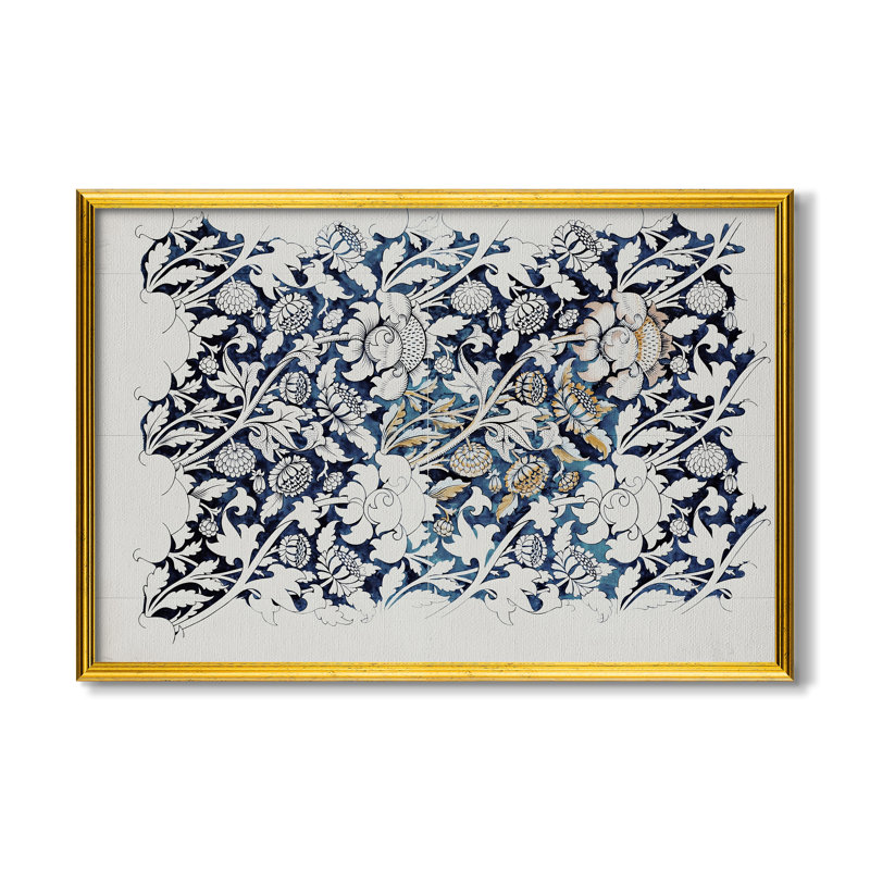 " Watercolour For Printed Fabric Design: Wey " by William Morris, Dimensions intérieures 24 po x 34 po, Framed Canvas