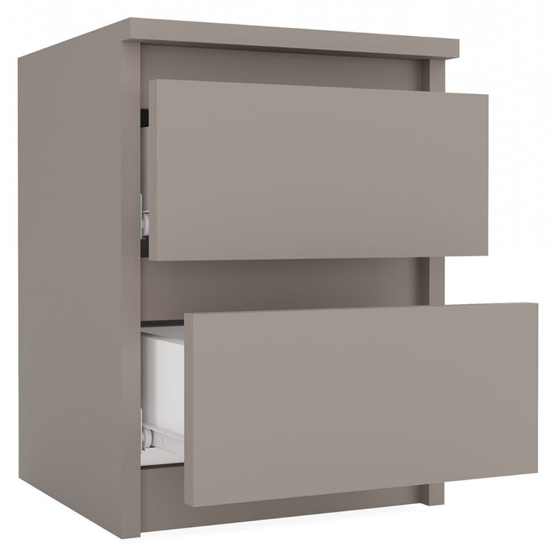 Taahir 2-Drawer Bedside Table 30 cm Grey
