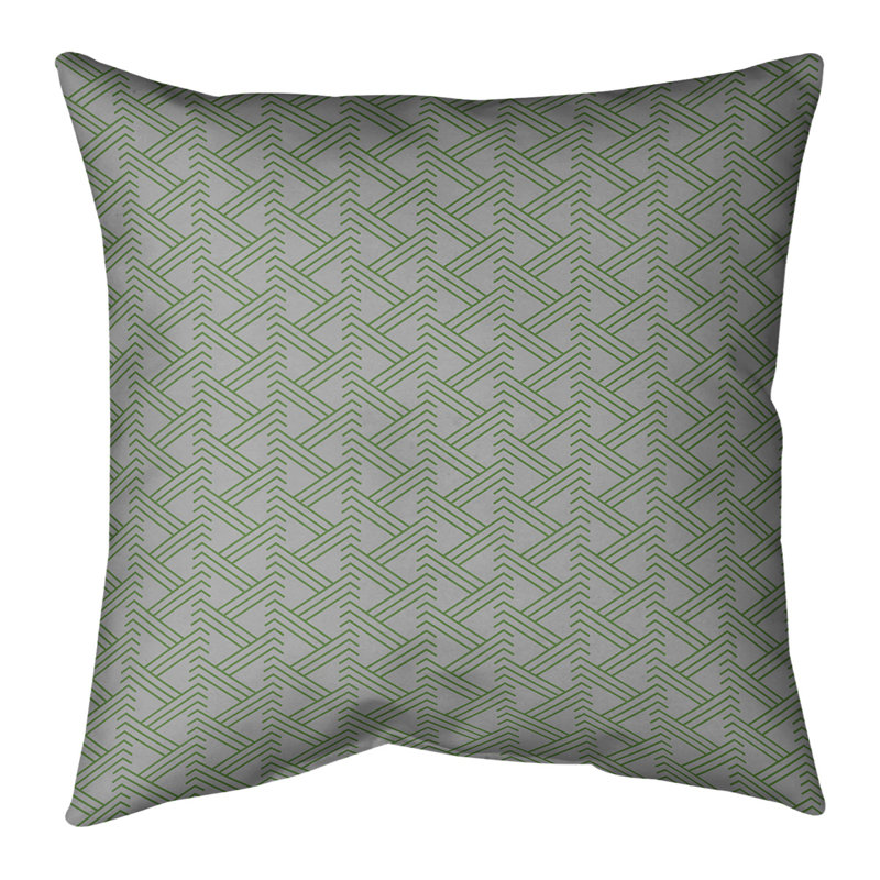 Coussin décoratif à motif zig zag classique, H 16 po x l 16 po, Duvet synthétique, Complet gris et vert