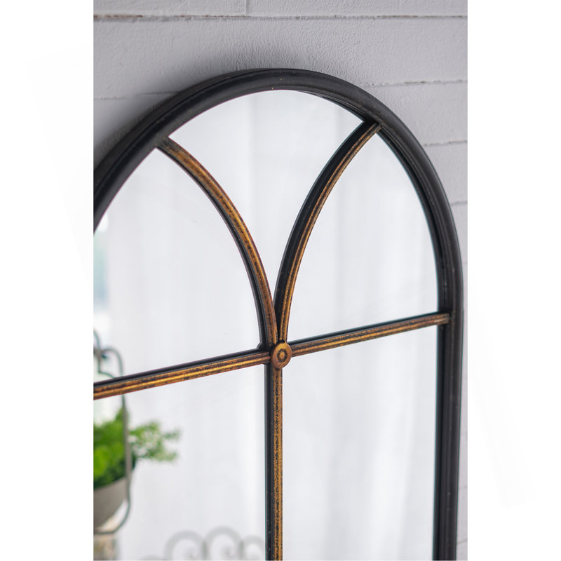 Miroir de plancher arqué 23,5 x 74,5 po noir et doré