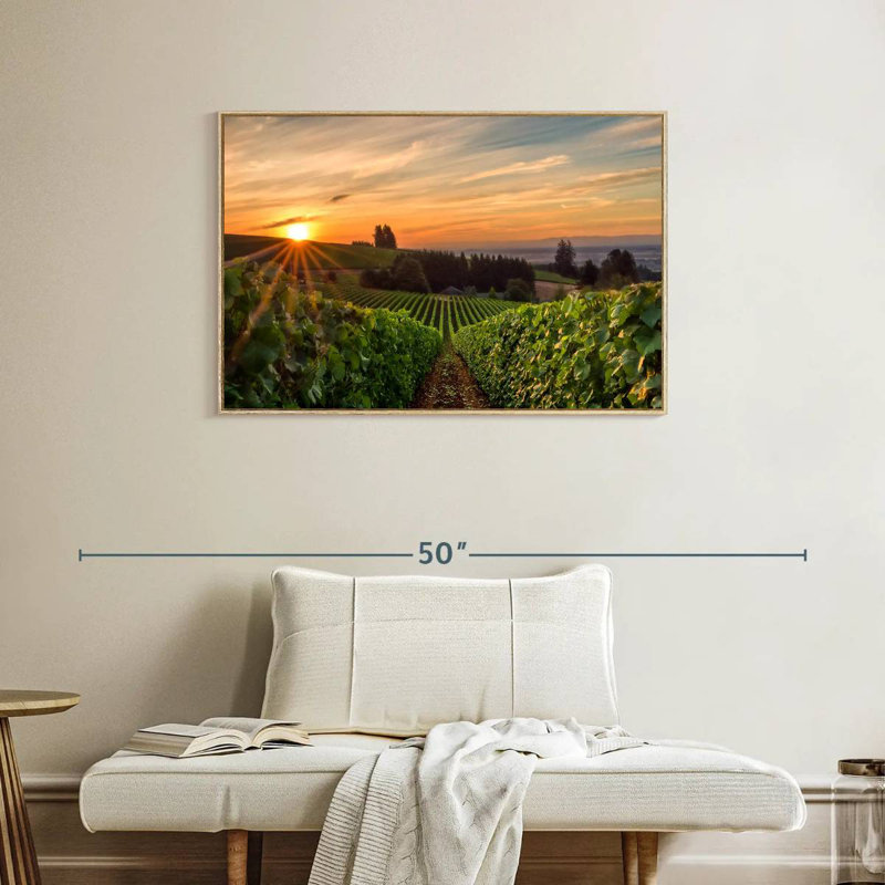 Willamette Vineyard, Cadre flottant en bois naturel, 37 po x 25 po