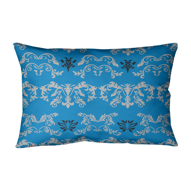 Housse de coussin rectangulaire Carolina Football Baroque, Argent / bleu Carolina / noir, Polyester sergé