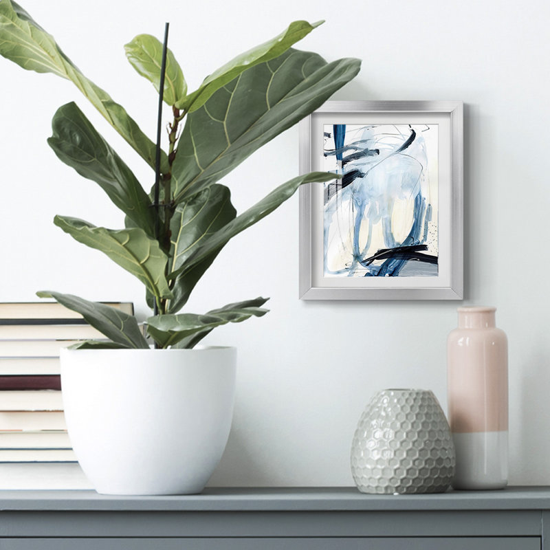 Indigo Swash II -Framed Print, 25.5" H x 17.5" W, Silver