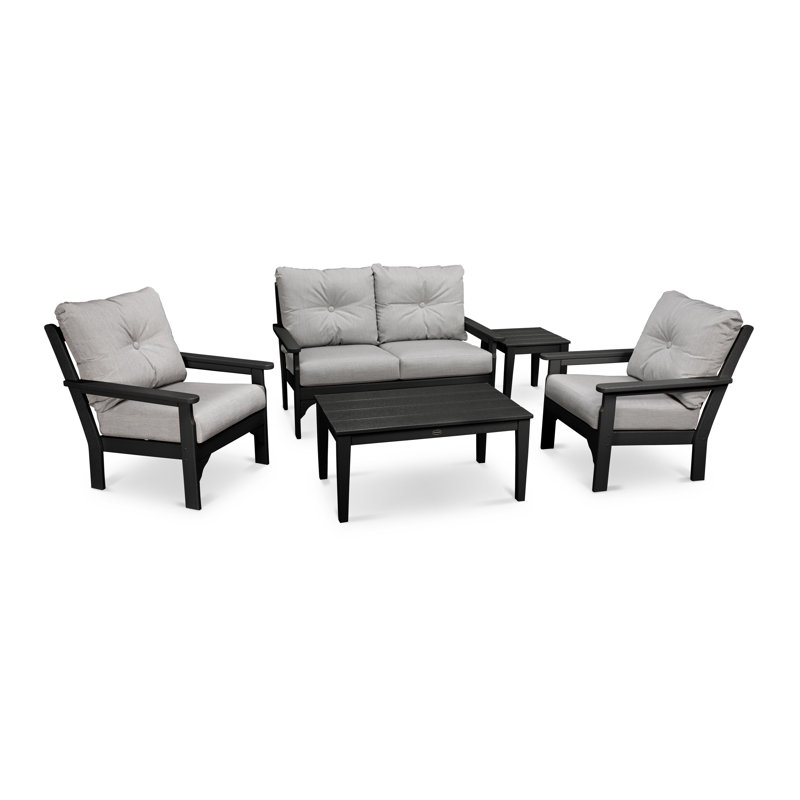 Vineyard 5-Piece Deep Seating Set, Black, Gray
