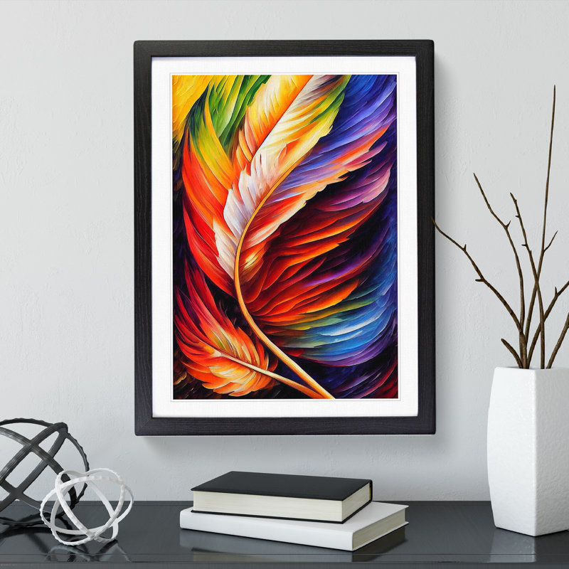 Beautiful Feathers No.4 - Single Picture Frame Print, Black Framed, 64cm H x 46cm W x 2cm D
