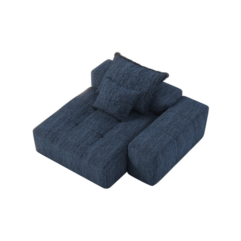 Chaise en chenille avec 2 coussins, Bleu