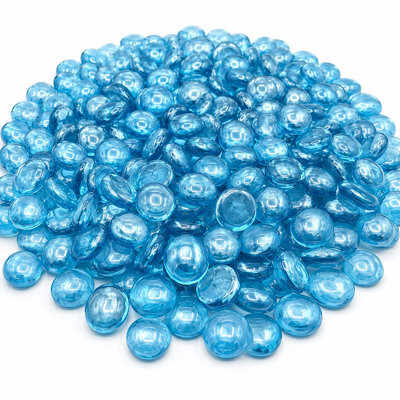 Verre à feu bleu réfléchissant avec pièces arrondies lisses pour foyers au gaz et foyers, 20,49 lb