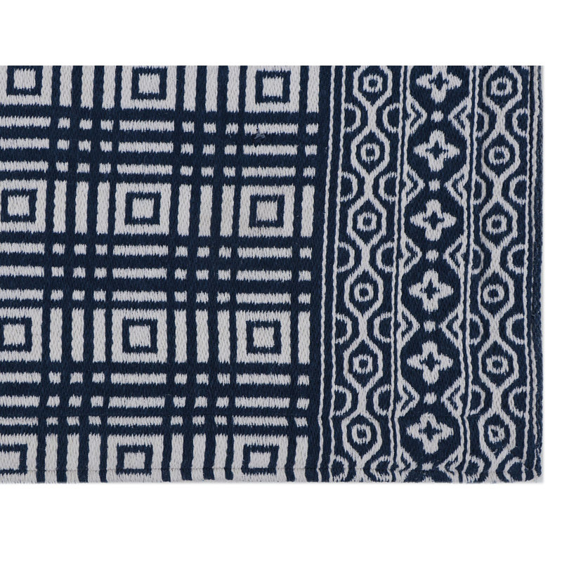 Navy and White Polyester Anti-Fatigue Kitchen Mat, 20" x 36"