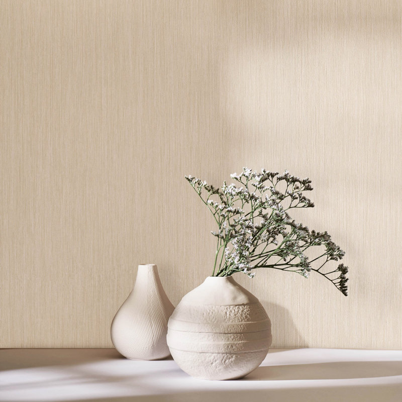 Earth Collection Textured Strands Effect Wallpaper Roll, Beige