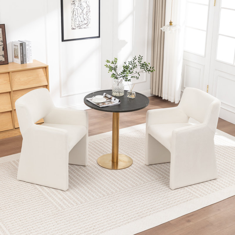 Chaise rembourrée en velours Hambrook, Beige