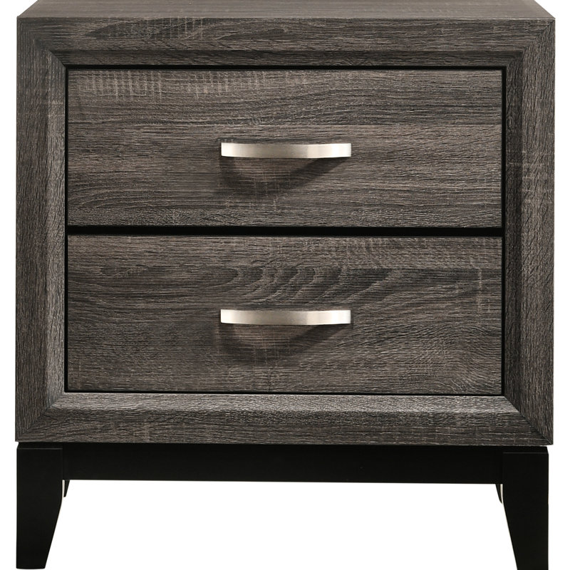 Table de chevet 2 tiroirs Grey Oak