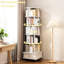 Bibliothèque blanc chaud 6 niveaux 360 ° avec roulettes, tiroir et déflecteur, espace, pour chambre à coucher, salon, bureau - grande base de rangement stable-125546766