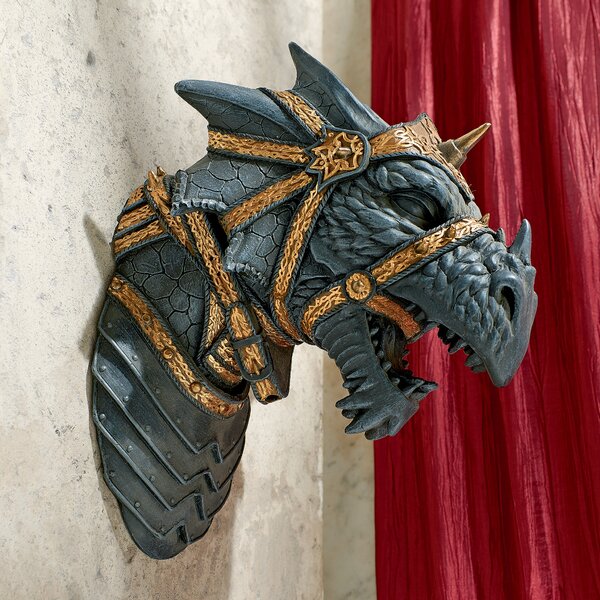 Veronese Design Metallic Bronze Finish Dragon Head Wall Mask Medieval Decor