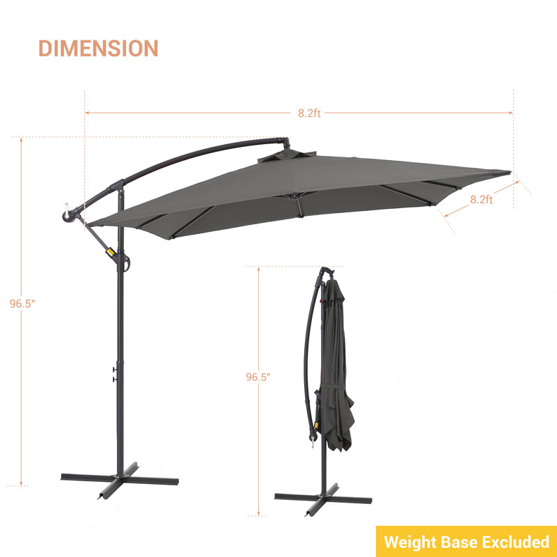 Scarlott 98.3" x 98.3" Square Umbrella, Gris