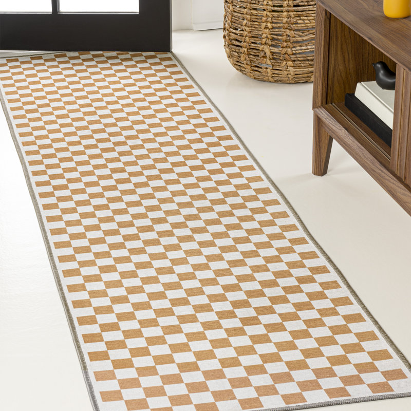 Tapis lavable doré / crème Aparicio, Tapis de couloir 2 pi x 8 pi