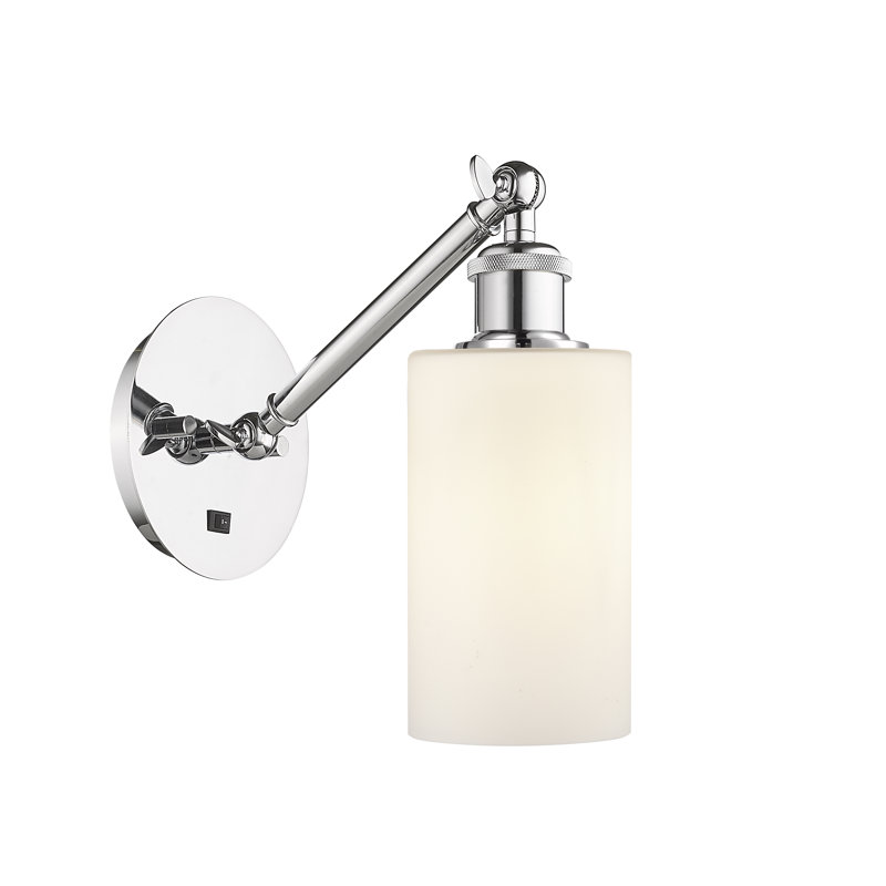 Shauna Armed Sconce, Matte White, LED, Polished Chrome