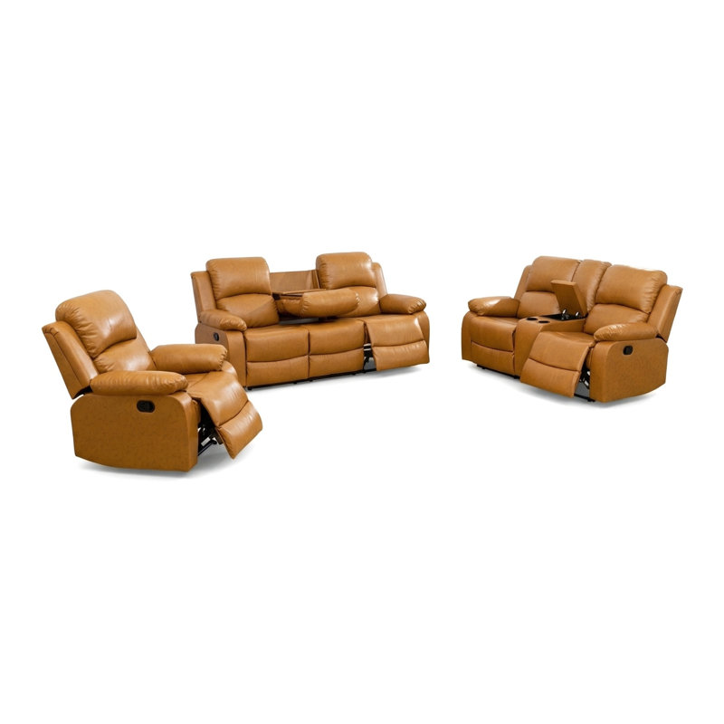 Ensemble de canapés inclinables 3 pièces Ginger en polyuréthane / PVC Ginger