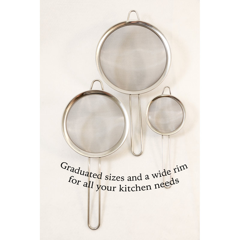 Stainless Steel 3-Piece All Purpose Strainer Set with Long Handles