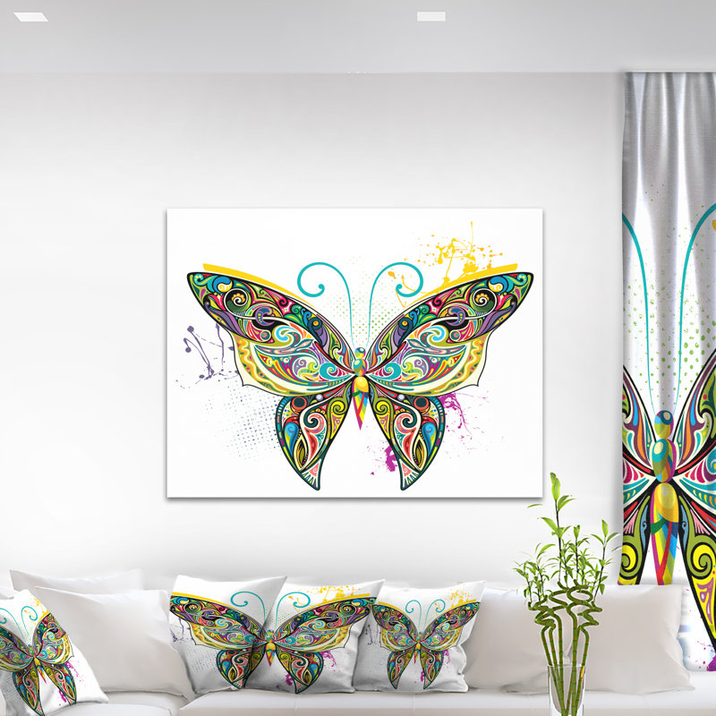 « ajouré papillon », impression, H 20 po x l 20 po x P 1 po, Toile tendue