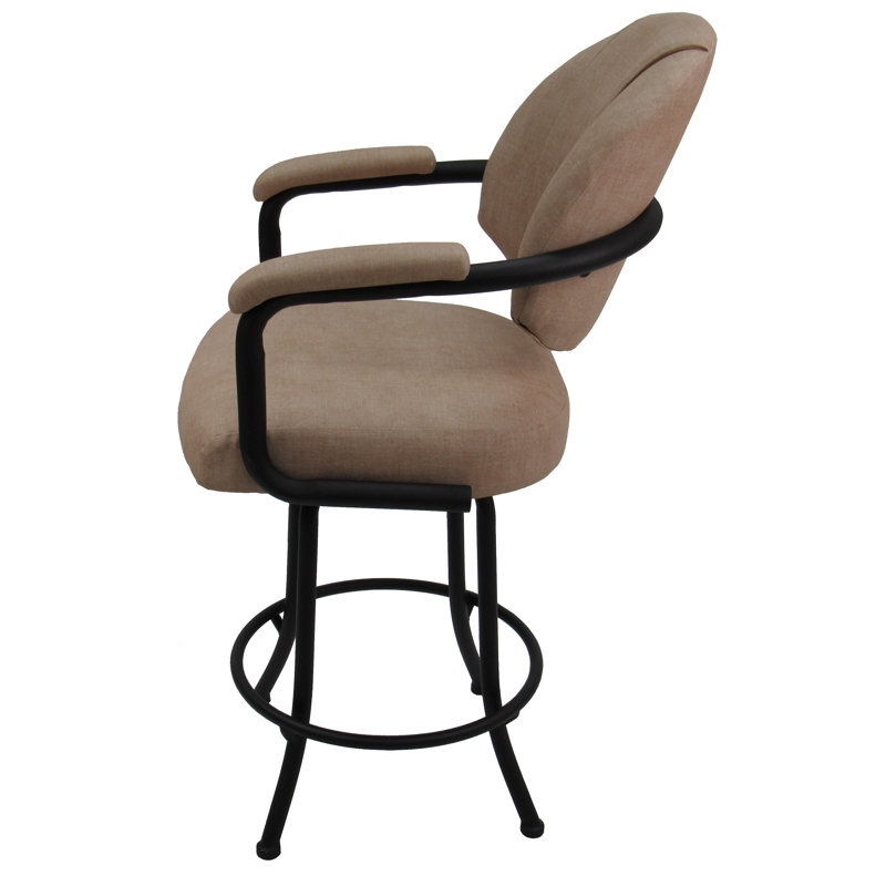 Très grand tabouret pivotant rembourré Vickky, Tabouret de comptoir (siège d'une hauteur de 26 p, Beige bassin, Noir