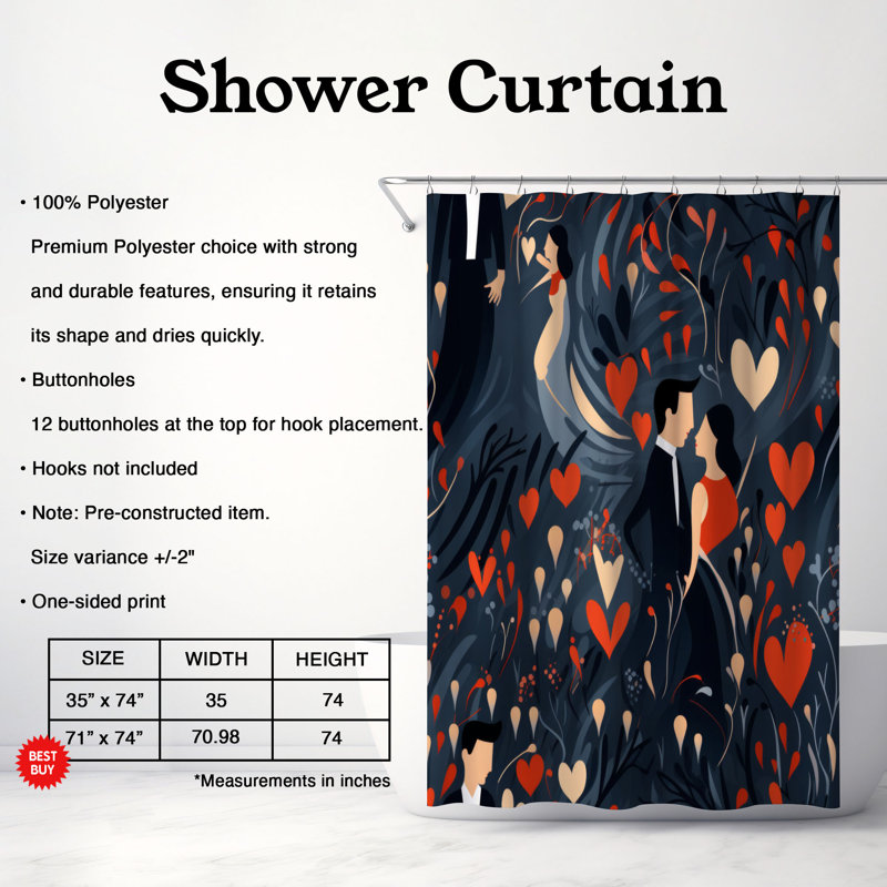 Warm Hug Art - Rideau de douche Premium, H 74 po x l 71 po