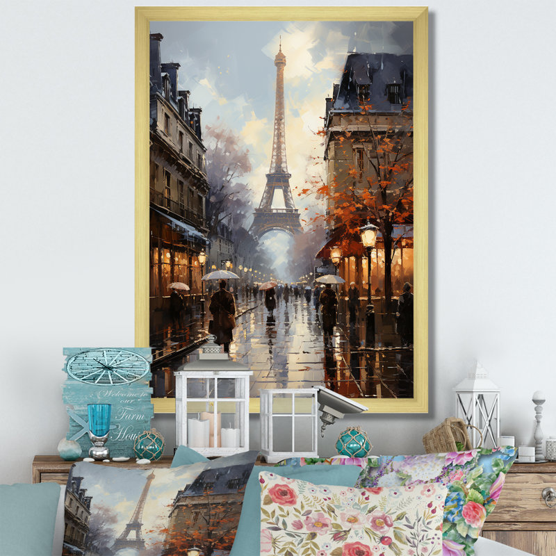 Eiffel Paris au 19e siècle - art mural Paris, Cadre doré simple, H 40 po x l 30 po x P 1,5 po