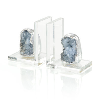 Silver Geode Bookends
